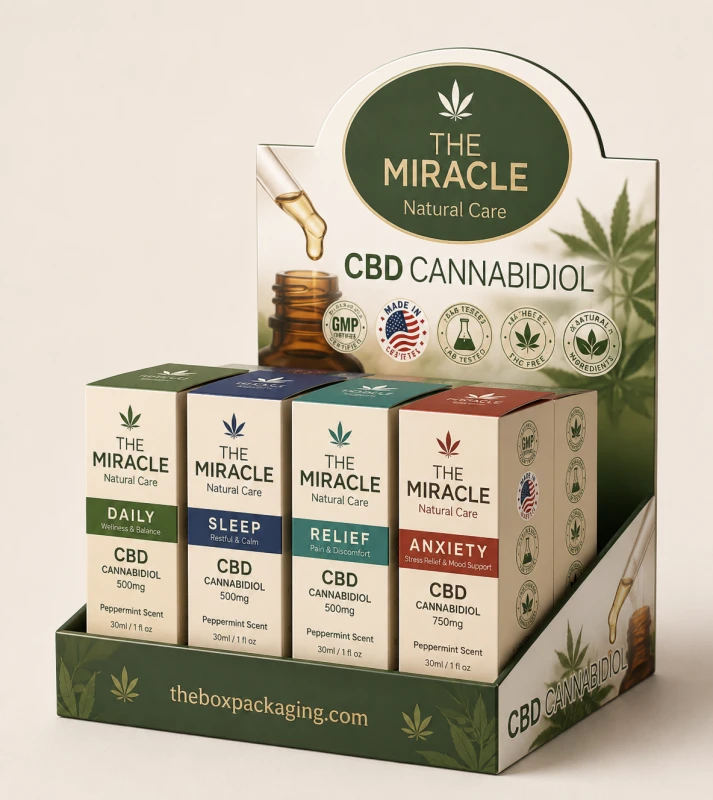 Custom THC Oil Display Packaging Boxes